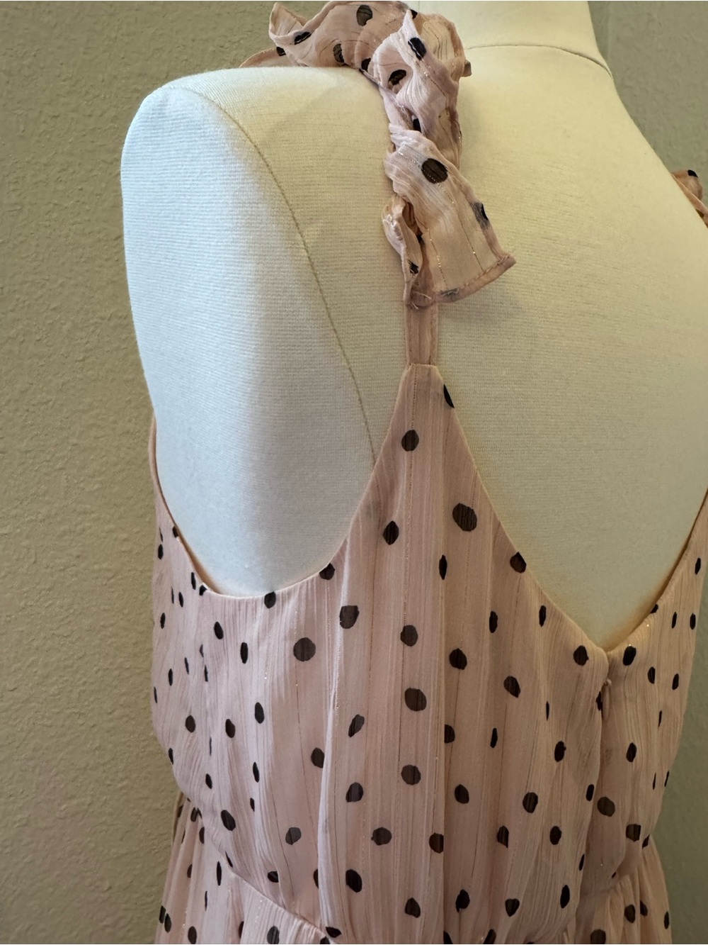 Madewell Pink Ruffle-Strap Wrap Dress in "Inkspot Dots" Sz 4 - Picture 8 of 11